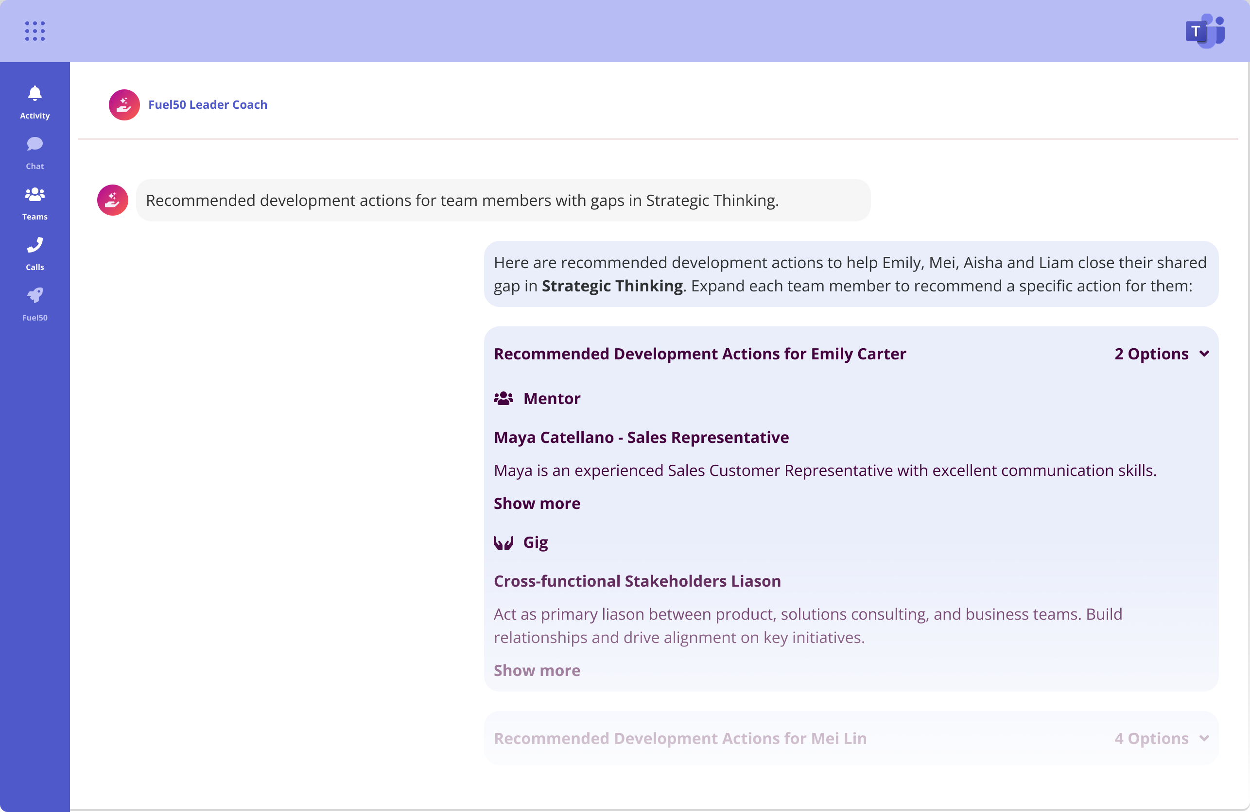 Recommend Development Actions_Teams