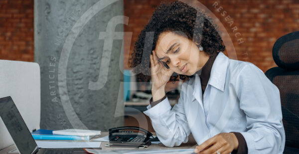 Woman very stressed at work