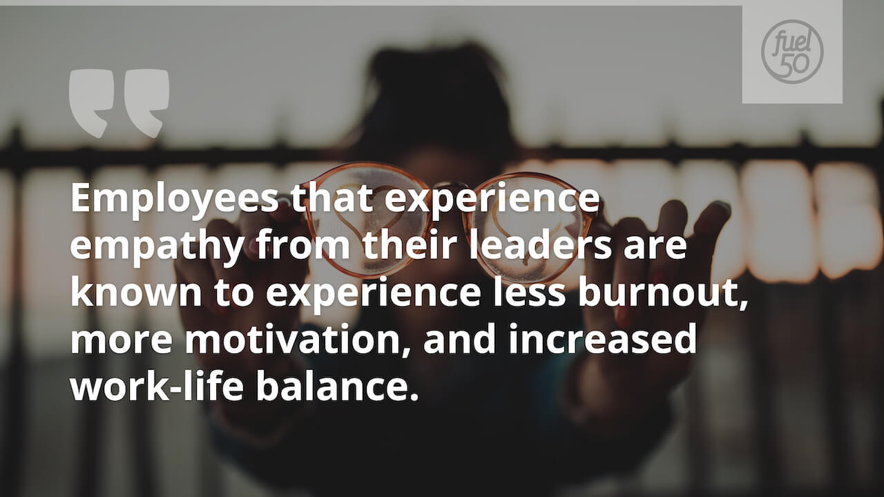 Quote about employees with empathetic leaders being happier