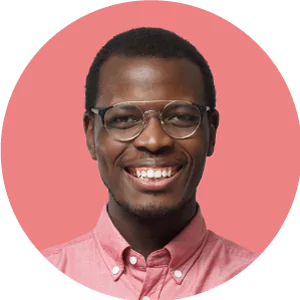 Image of Man in pink circle, representative of an employee in a Talent Marketplace